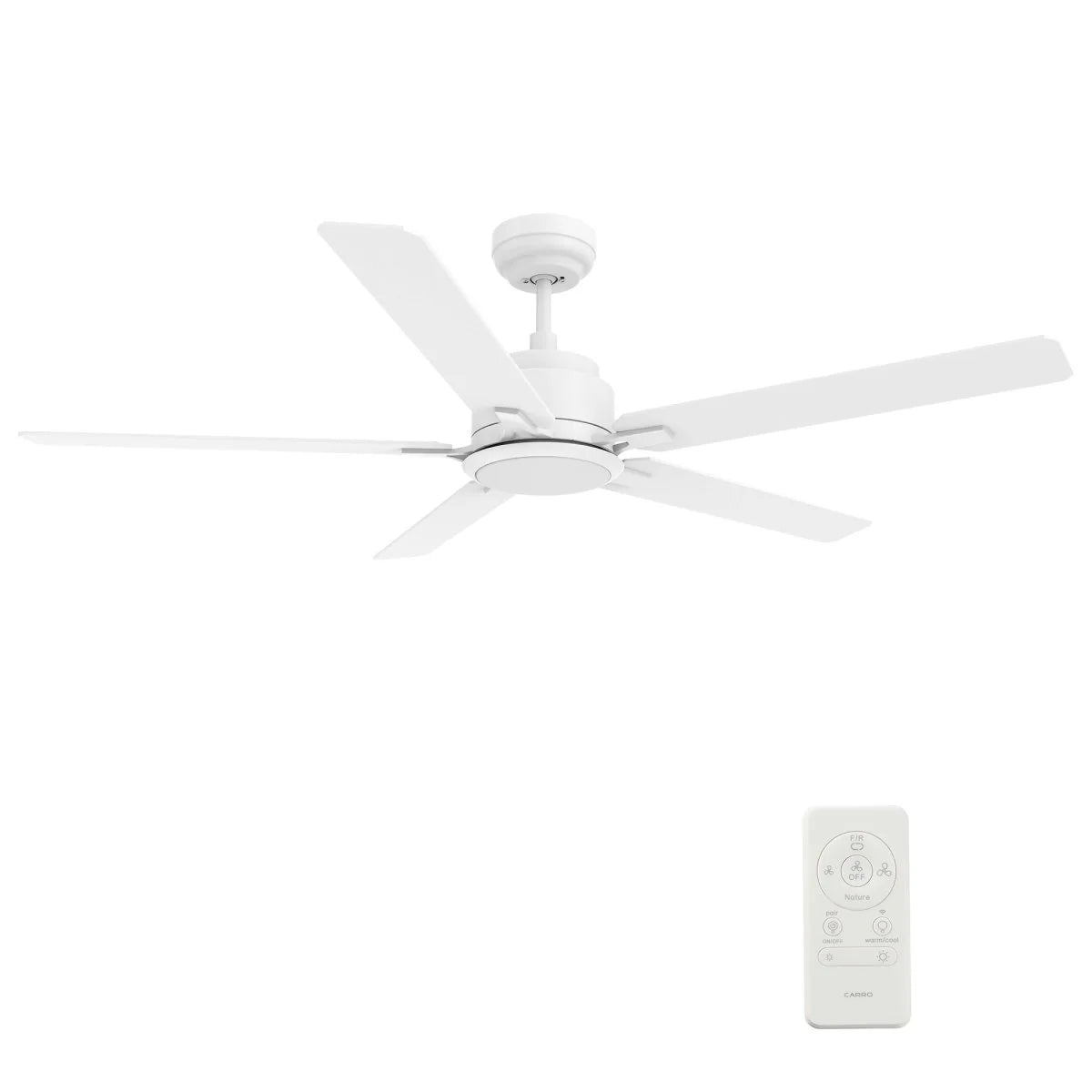 Carro USA SFR605J-L12-W1-1 60" Espear Smart Ceiling Fan With LED Light - Fixture Finish: White - Blade Finish: White