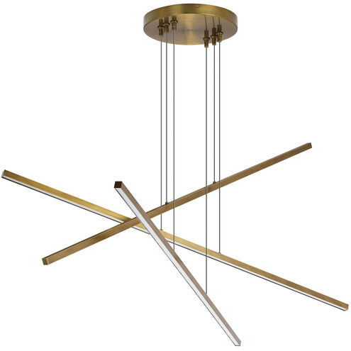 Visual Comfort Modern Collection 700LSESN3R-LED930 Essence Trio 50" 72W 3000K LED Linear Chandelier Aged Brass