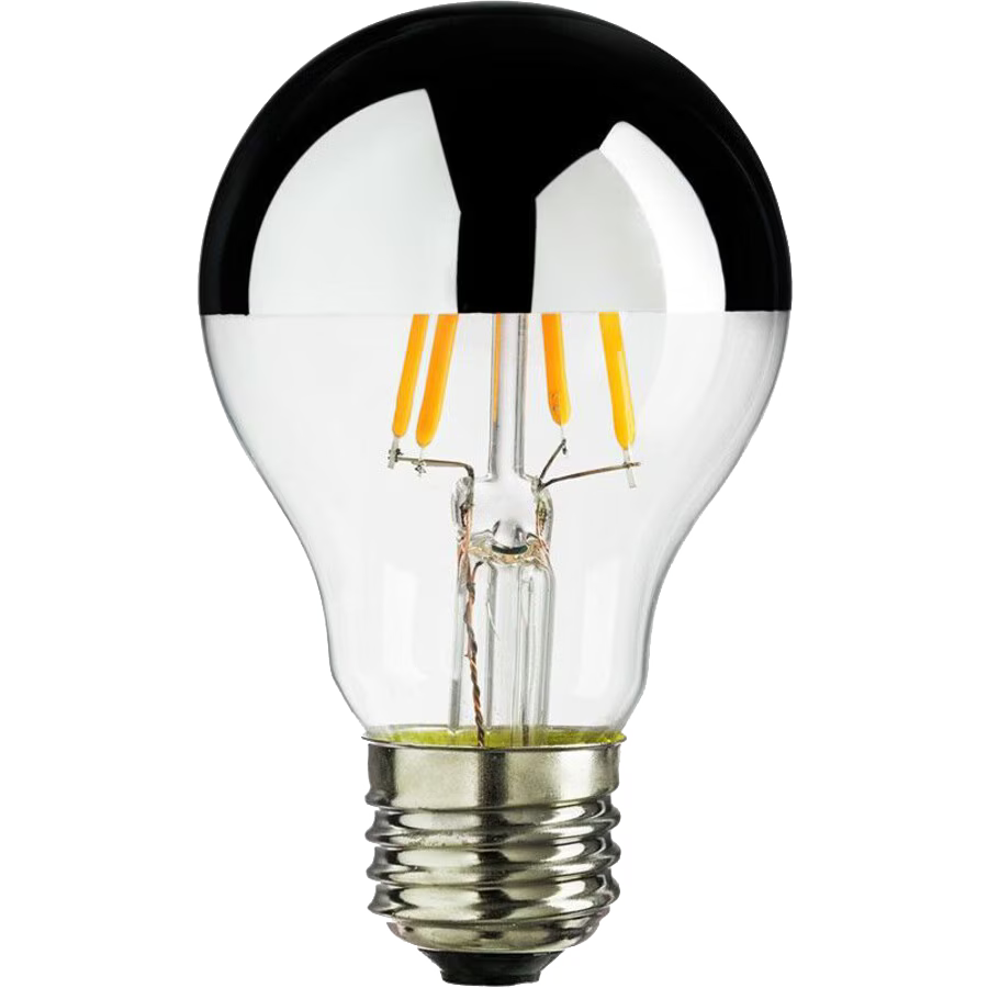 Eiko LED7WA19/FIL/SB/827K-DIM-G7 7W A19 E26 2700K 80+ CRI Dimmable LED Filament Bulb with Silver Bowl