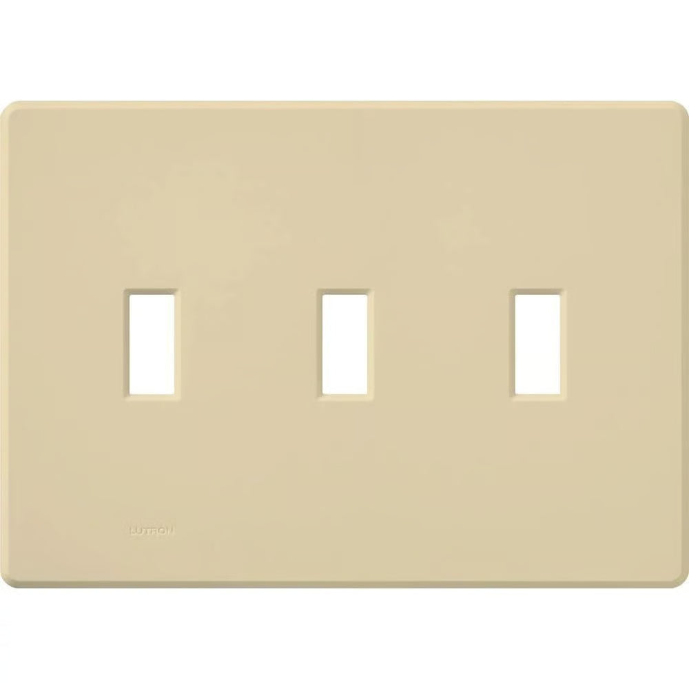 Lutron FG-3-IV Fassada 3 Gang Wall Plate for Traditional Style Dimmers or Switches - Color: Ivory - Finish: Gloss