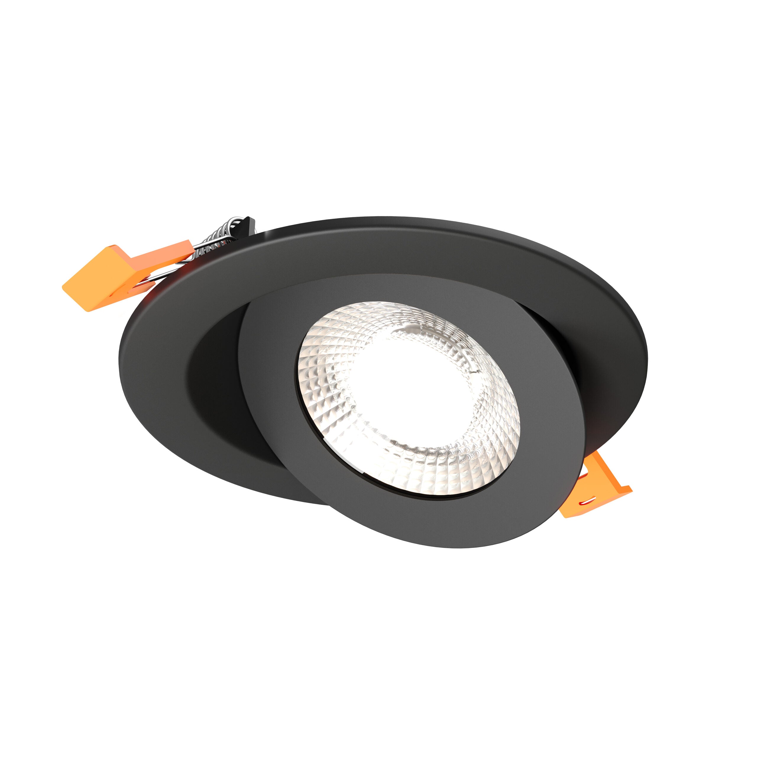 DALS Lighting FGM6-CDW-BK 6″ Flat Round Gimbal Recessed Downlight - 120V - CCT: 5CCT & Dim-to-warm - Finish: Black