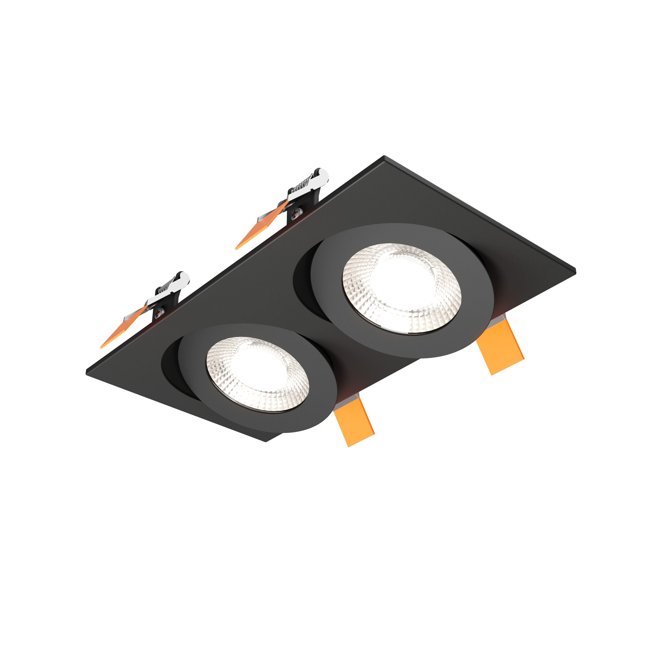 DALS Lighting FGM4-CDW-DUO-BK 4″ Double Flat Gimbal Recessed Downlight - 120V - CCT: 5CCT + 3000K – 2200K - Finish: Black