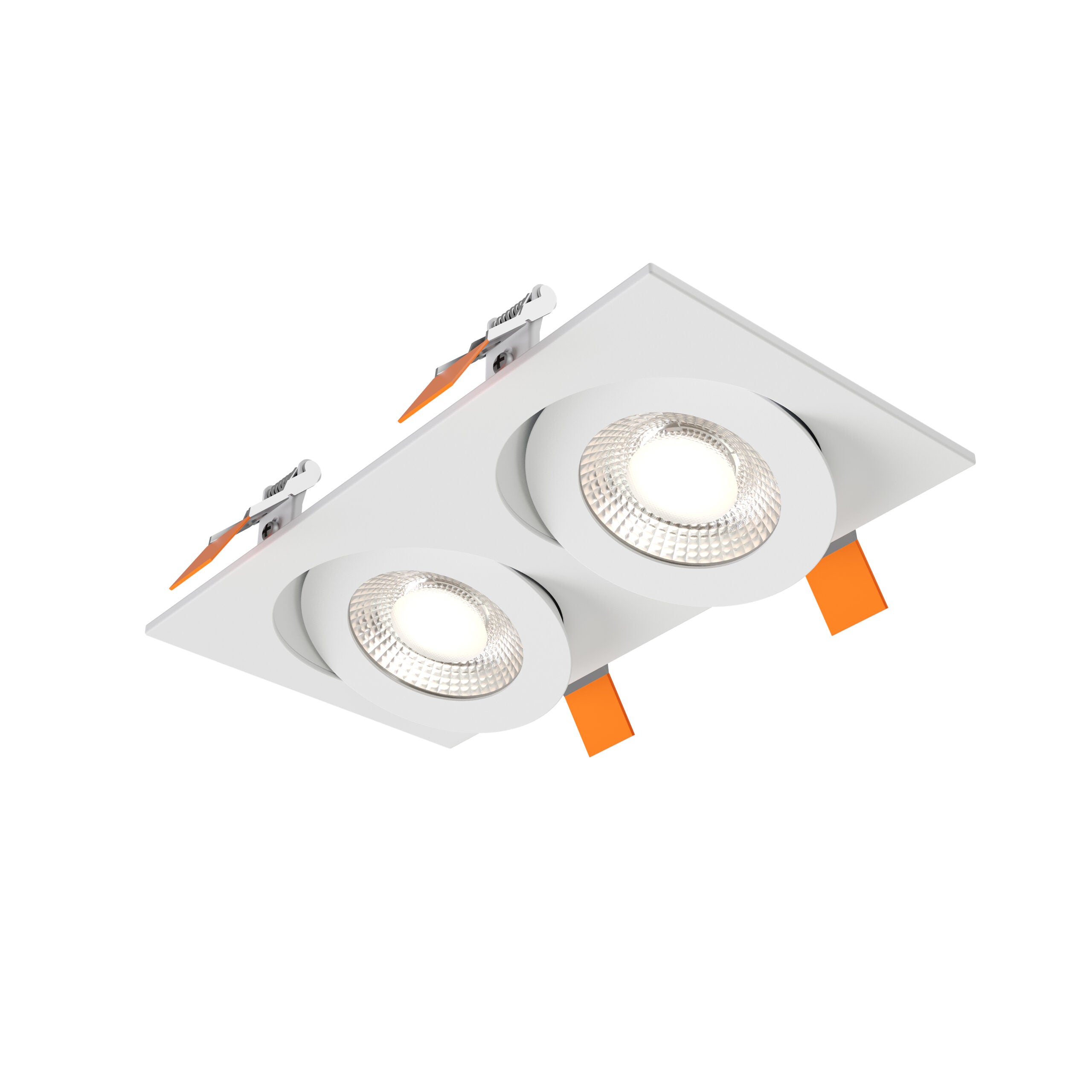 DALS Lighting FGM4-CDW-DUO-WH 4″ Double Flat Gimbal Recessed Downlight - 120V - CCT: 5CCT + 3000K – 2200K - Finish: White