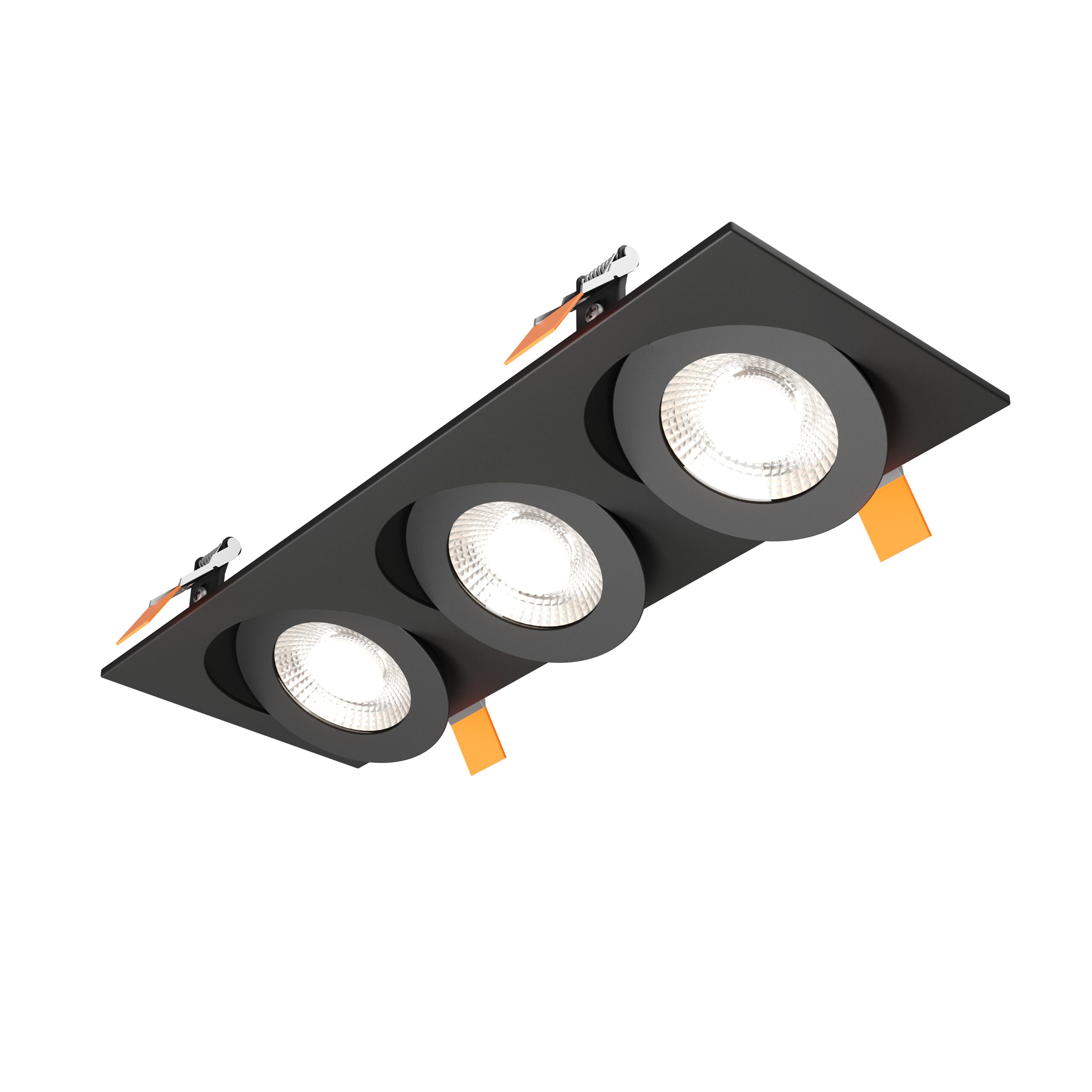 DALS Lighting FGM4-CDW-TRIO-BK 4″ Triple Flat Gimbal Recessed Downlight - 120V - CCT: 5CCT + 3000K – 2200K - Finish: Black