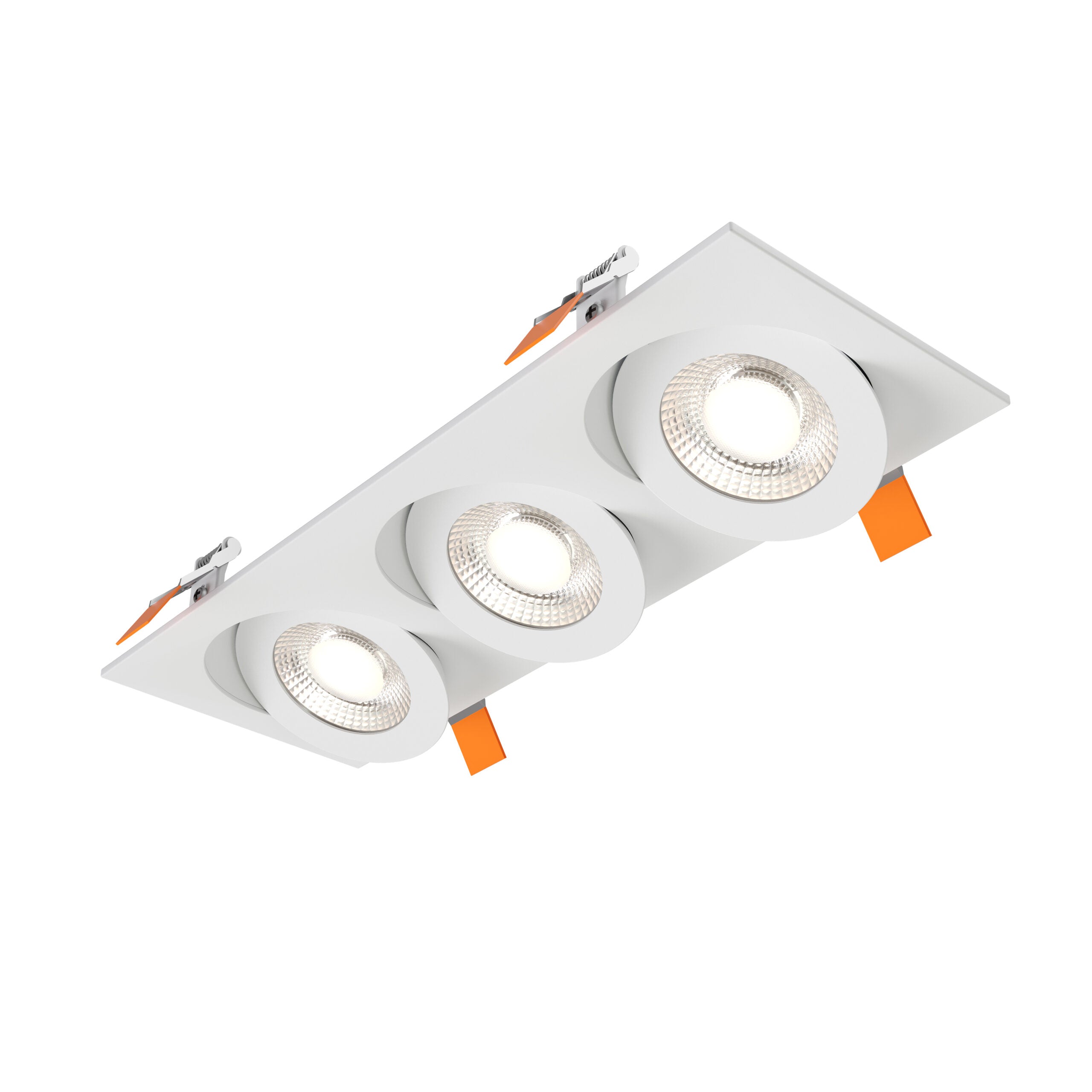 DALS Lighting FGM4-CDW-TRIO-WH 4″ Triple Flat Gimbal Recessed Downlight - 120V - CCT: 5CCT + 3000K – 2200K - Finish: White