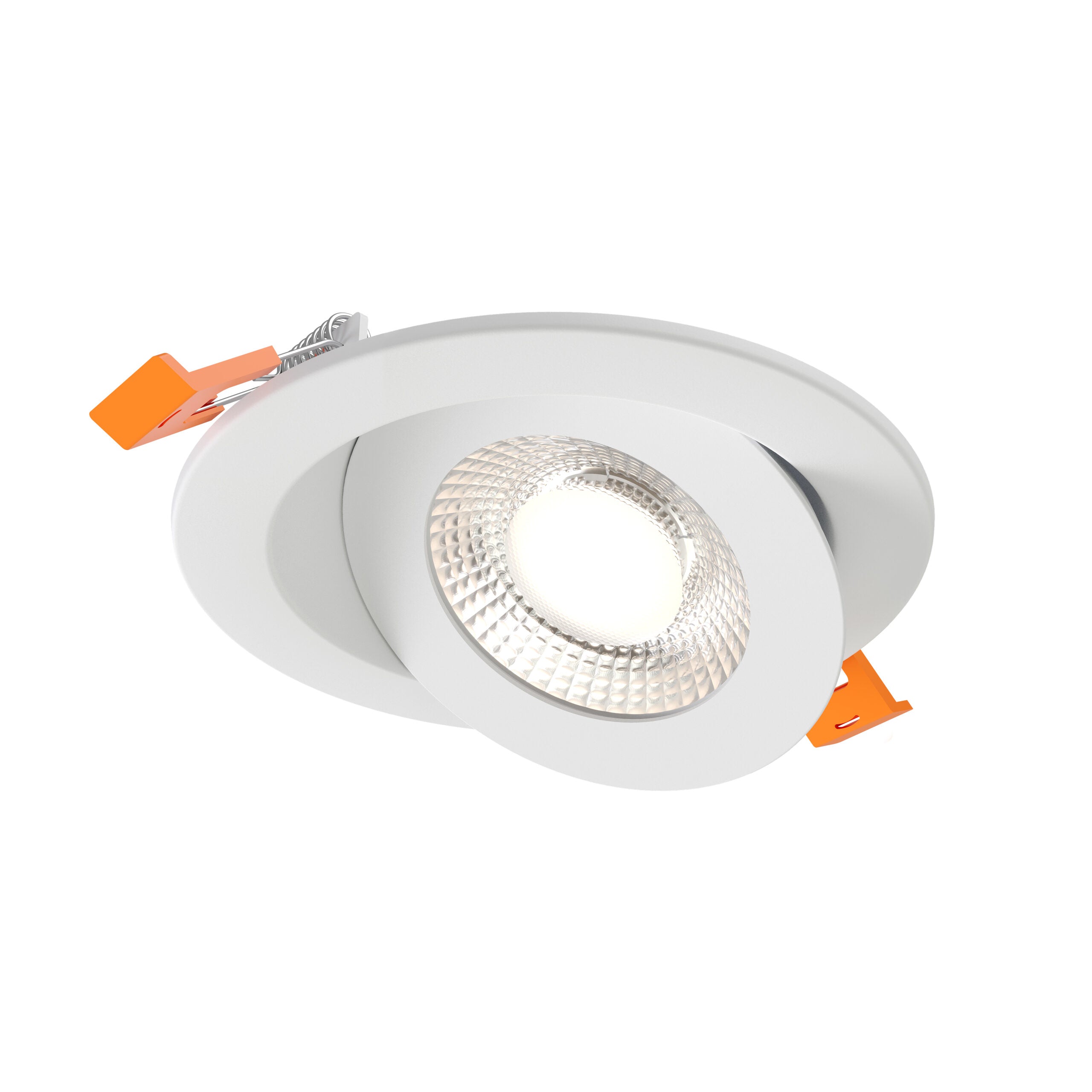 DALS Lighting FGM4-CDW-WH 4″ Flat Round Gimbal Recessed Downlight - 120V - CCT: 5CCT + 3000K – 2200K - Finish: White