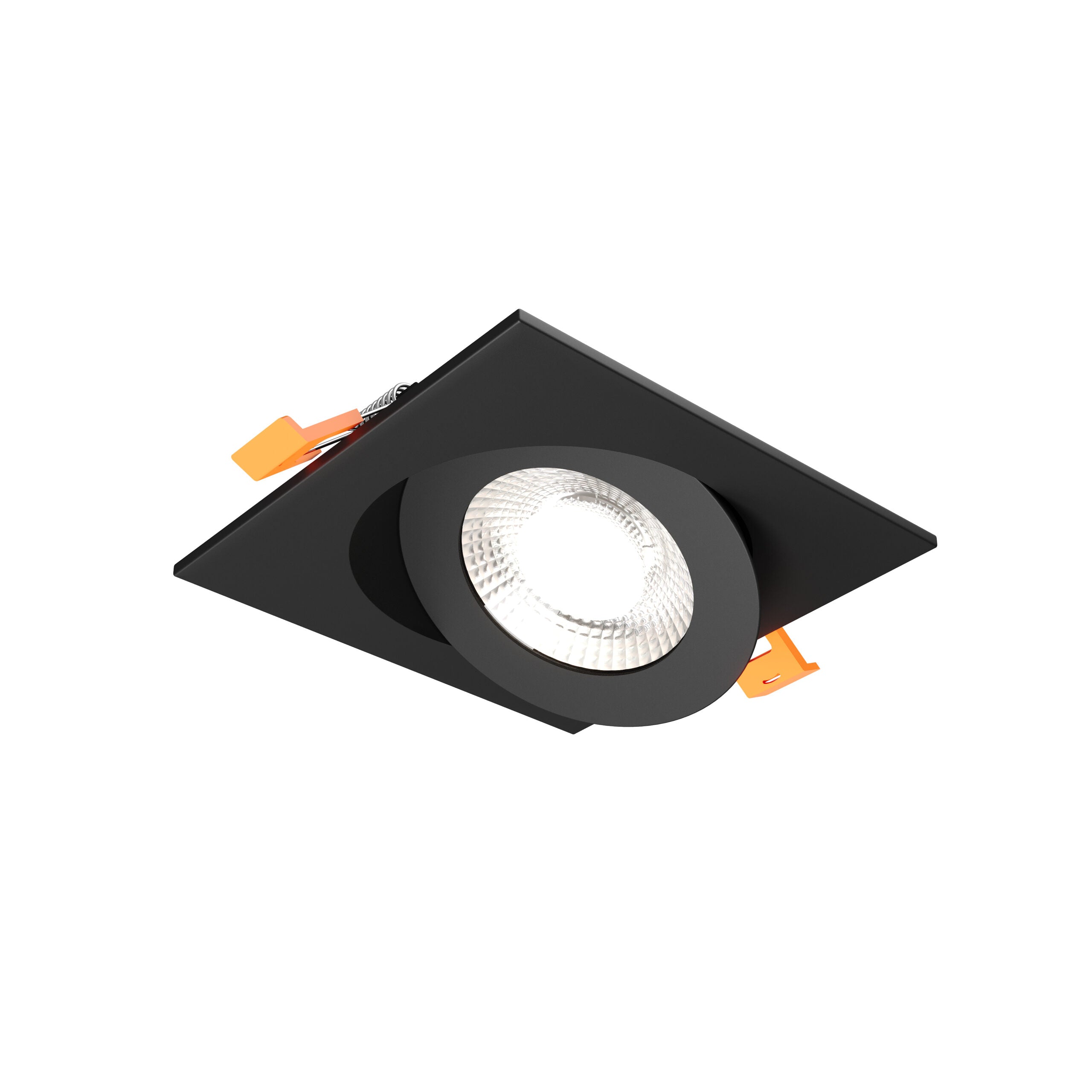 DALS Lighting FGM4SQ-CDW-BK 4″ Flat Square Gimbal Recessed Downlight - 120V - CCT: 5CCT + 3000K – 2200K - Finish: Black
