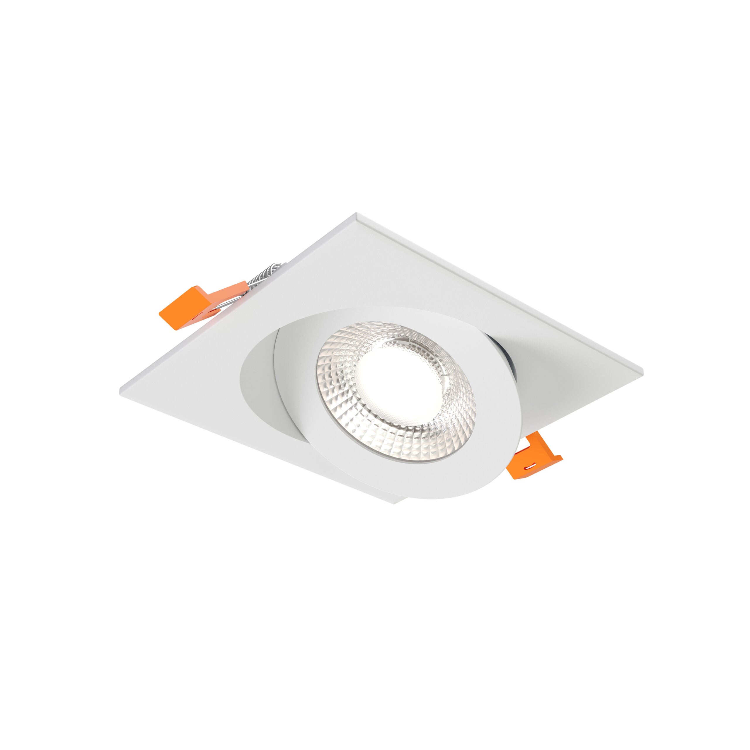DALS Lighting FGM4SQ-CDW-WH 4″ Flat Square Gimbal Recessed Downlight - 120V - CCT: 5CCT + 3000K – 2200K - Finish: White