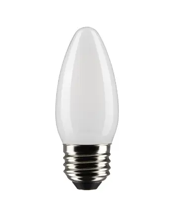 SATCO S21283 LED B11 Bulb, Dimmable, E26, Wattage 3W, Lumens 250 lm, Voltage 120V, Color Temperature 2700K, Frosted