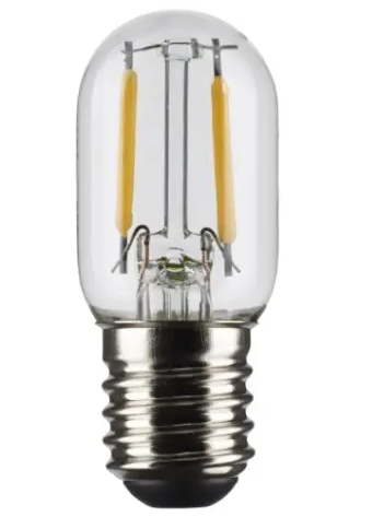 SATCO S21859 LED T6.5 Bulb, Dimmable, E17, Wattage 3W, Lumens 200 lm, Voltage 120V, Color Temperature 2700K, Clear, 2PK