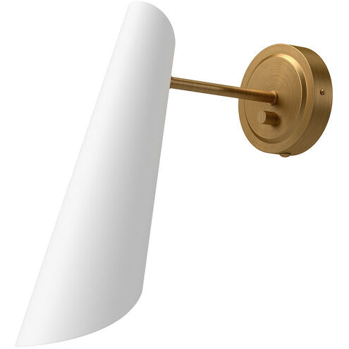 Alora Mood WV572205WHAG Gabriel 1 Light 4.38 inch Bath Vanity Wall Light Aged Gold and White Finish
