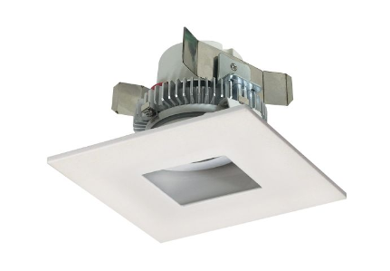 Nora Lighting NLCBC2-45527WW/10EM 4" Cobalt Click LED Retrofit Square Pinhole Lumens 1000lm, Wattage 12W, Color Temperature 2700K White Powder White Flange Pre-Wired for Emergency