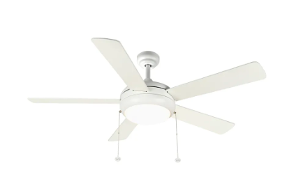 Westgate WFL-113-PC-5B-52-MCT-WH-WH 52" White Finish Plywood 5-Blade Ceiling Fan & Light, Wattage 20W, Multi-Color Temperature, Voltage 120V, White Finish