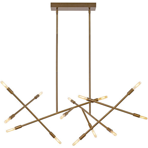 Visual Comfort Modern Collection 700LSLNVR-LED927 Line Wave 2 48" 25W 2700K LED Linear Chandelier Aged Brass