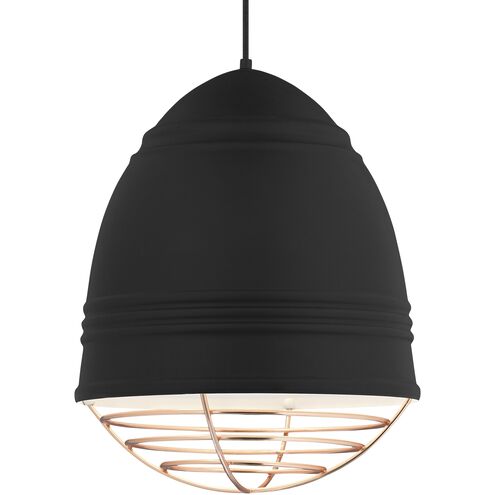 Visual Comfort Modern 700TDLOFBWP-LED927 Loft 15" 2700K LED Rubberized Black/White Pendant Copper Shade