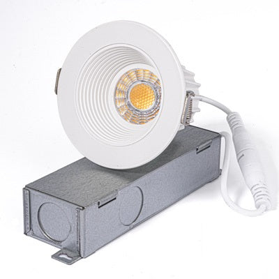 2" LED Round Baffle Canless LED Recessed Downlight, Selectable 3CCT - White Finish