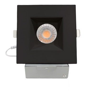 4" LED Square Canless Recessed Downlight with 3 CCT Selectable Switch Black Finish Baffle