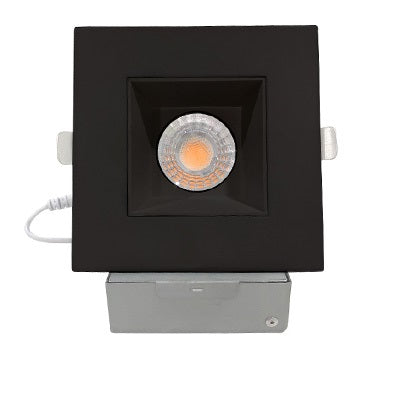 4" LED Square Canless Recessed Downlight with 3 CCT Selectable Switch Black Finish