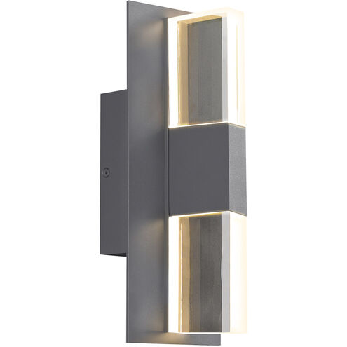 Visual Comfort Modern Collection 700OWLYT83012CHUNVSLF Sean Lavin Lyft 12.5 Inch Charcoal Outdoor Clear Glass Shade LED Wall Light In-Line Fuse 10W 3000K