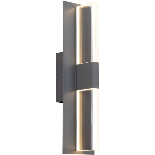 Visual Comfort Modern Collection 700OWLYT83018DHUNVS Sean Lavin Lyft 18.5 Inch Charcoal Outdoor LED Diffuser Wall Light 9.9W 3000K