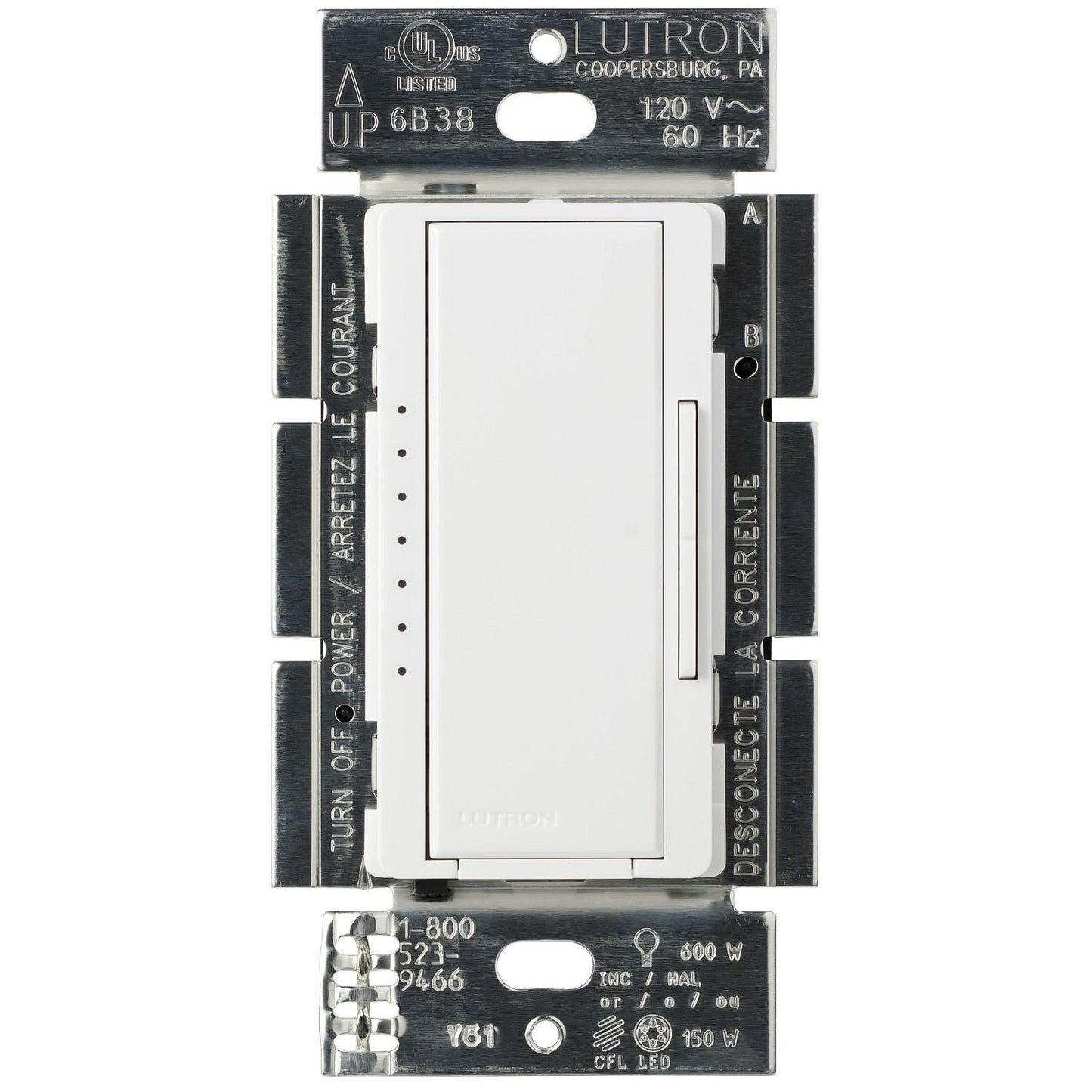 Lutron MACL-153MH-WH Maestro LED Dimmer Switch - 150W LED - 120V - Single Pole/Multi-Location - Finish: Matte White