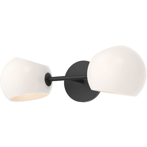 Alora Mood WV548217MBOP Willow 2 Light 16.75 inch Matte Black Bath Vanity Light Wall Light in Opal Glass