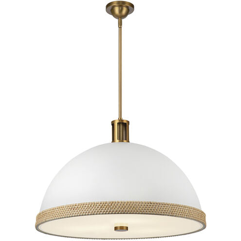 Alora Lighting PD331024MWVB Doral 3 Light 24.25 inch Matte White and Vintage Brass Pendant Ceiling Light