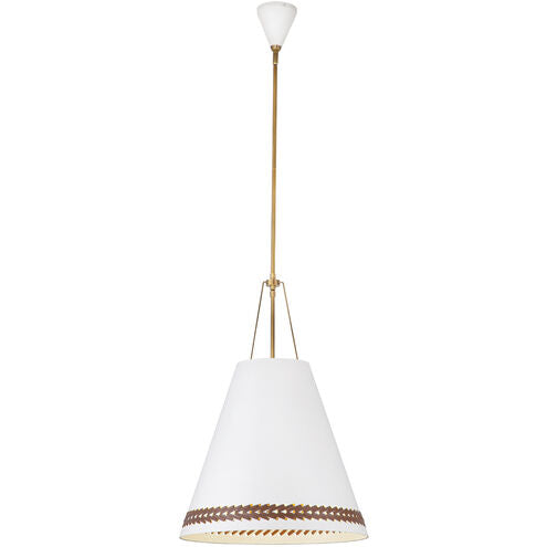 Alora Lighting PD342020MWHL Brickell 3 Light 20 inch Matte White and Hazelnut Leather Pendant Ceiling Light