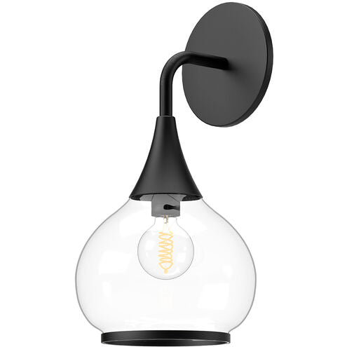 Alora Mood WV524006MBCL Hazel 1 Light 6.63 inch Matte Black Bath Vanity Light Wall Light in Clear Glass