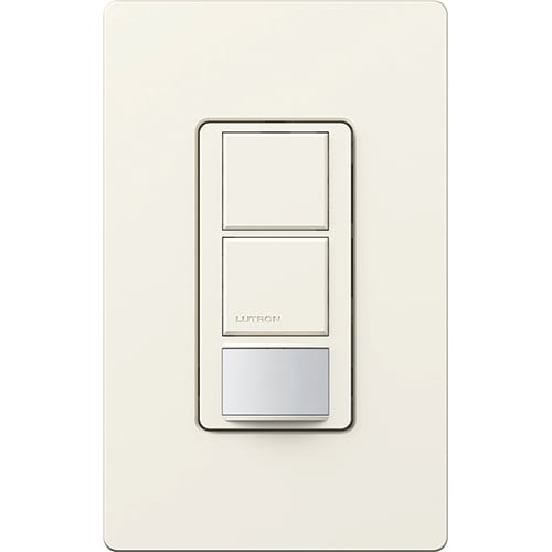 Lutron MS-PPS6-DDV-BI Maestro Partial-On Dual Circuit Motion Single Pole Sensor Switch - 6A Light - Ground or Neutral Required - 120-277V - Finish: Biscuit