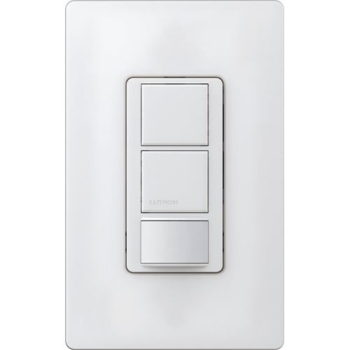 Lutron MS-PPS6-DDV-SW Maestro Partial-On Dual Circuit Motion Single Pole Sensor Switch - 6A Light - Ground or Neutral Required - 120-277V - Finish: Snow