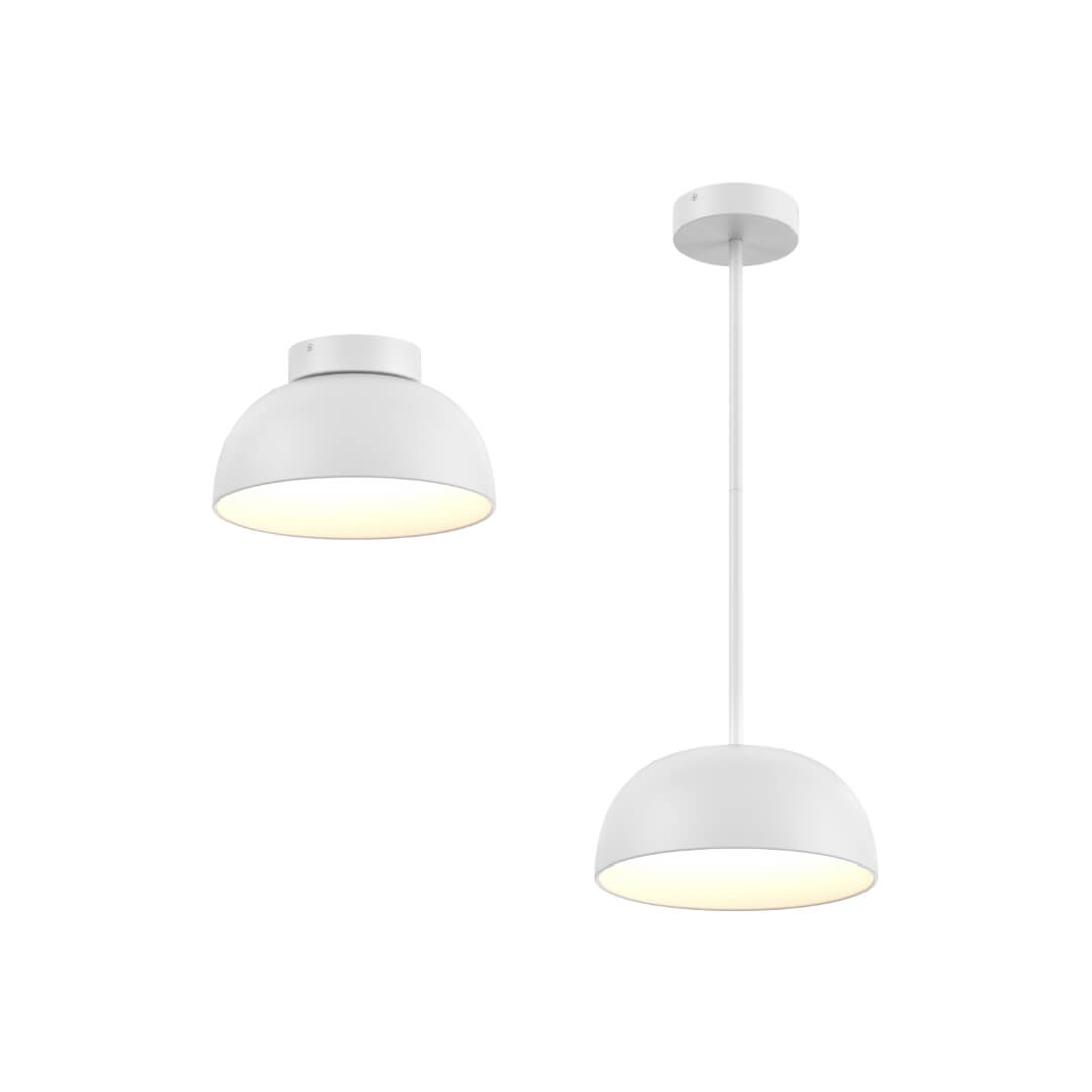 DALS Lighting NAPF12-CC-UNV-WH 12″ 2-in-1 Flush Mount and Pendant Ceiling Light - 120/277/347 - 20W - CCT: 5CCT - Finish: White