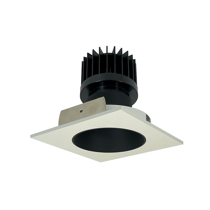 Nora Lighting NIO-4SNDCCDXBW/HL 4" Iolite Square Reflector with Round Aperture Trim - CCT: Comfort Dim - 28W - Reflector Finish: Black- Flange Finish: White