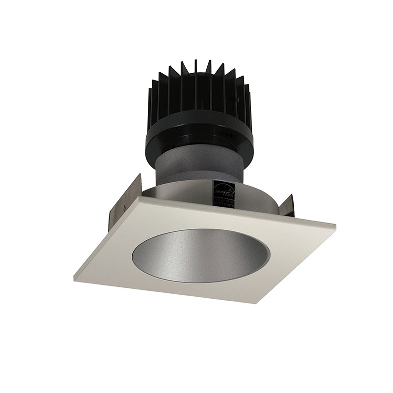 Nora Lighting NIO-4SNDCCDXHW/HL 4" Iolite Square Reflector with Round Aperture Trim - CCT: Comfort Dim - 28W - Reflector Finish: Haze - Flange Finish: White