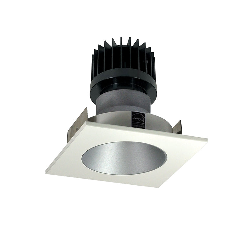 Nora Lighting NIO-4SNDCCDXHZMPW/HL 4" Iolite Square Reflector with Round Aperture Trim - CCT: Comfort Dim - 28W - Reflector Finish: Haze - Flange Finish: Matte Powder White