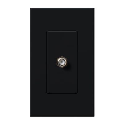 Lutron NT-CJ-BL Nova T Coaxial Cable Jack - F-Style - 75 Ohm Cable - Single Gang Wall Plate - Finish: Matte Black