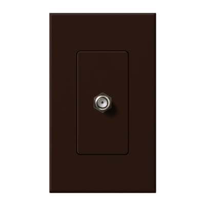 Lutron NT-CJ-BR Nova T Coaxial Cable Jack - F-Style - 75 Ohm Cable - Single Gang Wall Plate - Finish: Matte Brown