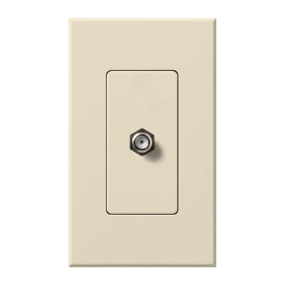 Lutron NT-CJ-LA Nova T Coaxial Cable Jack - F-Style - 75 Ohm Cable - Single Gang Wall Plate - Finish: Matte Light Almond