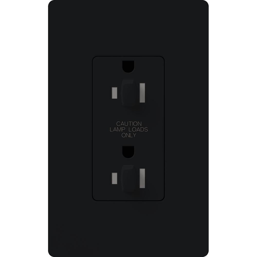 Lutron NTR-20-DDTR-BL Architectural 20A Dual Dimming - Tamper Resistant - Duplex Receptacle - 125V - Finish: Matte Black
