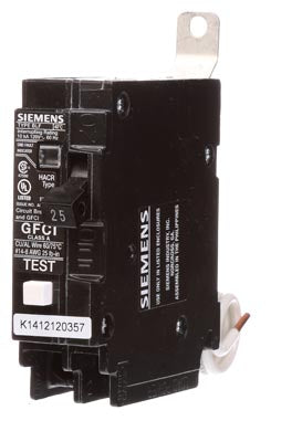 SIEMENS BF125A Breaker 25A 1P 120V 10K BLF2 GFCI 5MA, Black