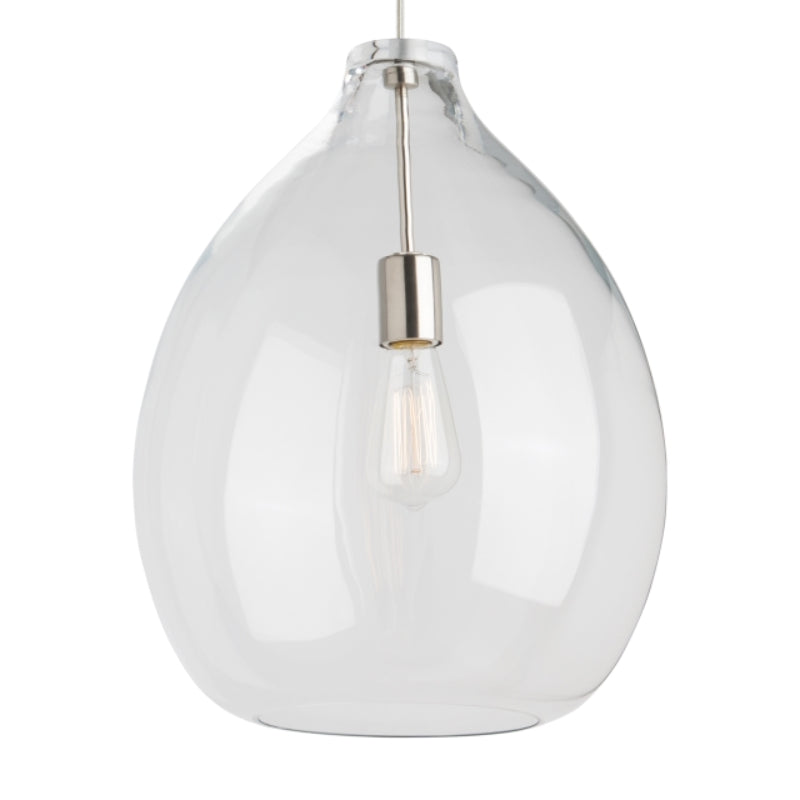 Visual Comfort Architectural 700TDQNTPCS-LED927 Modern Quinton 16" 1-lt LED Pendant Ceiling Light - 120V - CCT: 2700K - Color: Clear - Finish: Satin Nickel