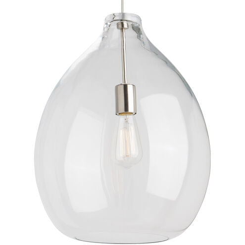 Visual Comfort Modern Collection 700TDQNTPCNB-LED927 Quinton 1 Light 16" LED Pendant 2700K 90 CRI Clear Glass Natural Brass
