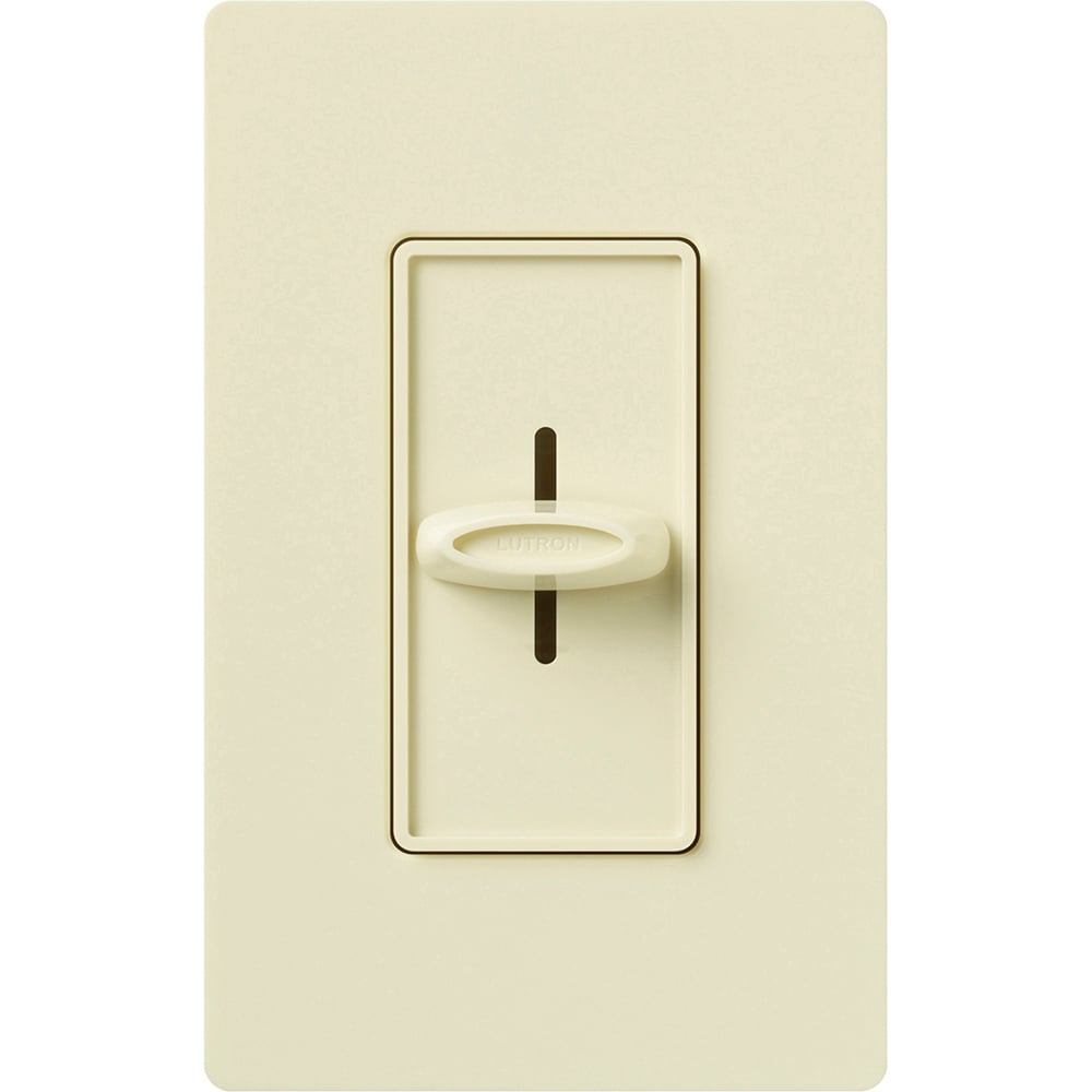 Lutron S-1000H-AL Skylark Slide-To-Off Dimmer - 1000W - Incandescent/Halogen Only - Single Pole - Finish: Matte Almond