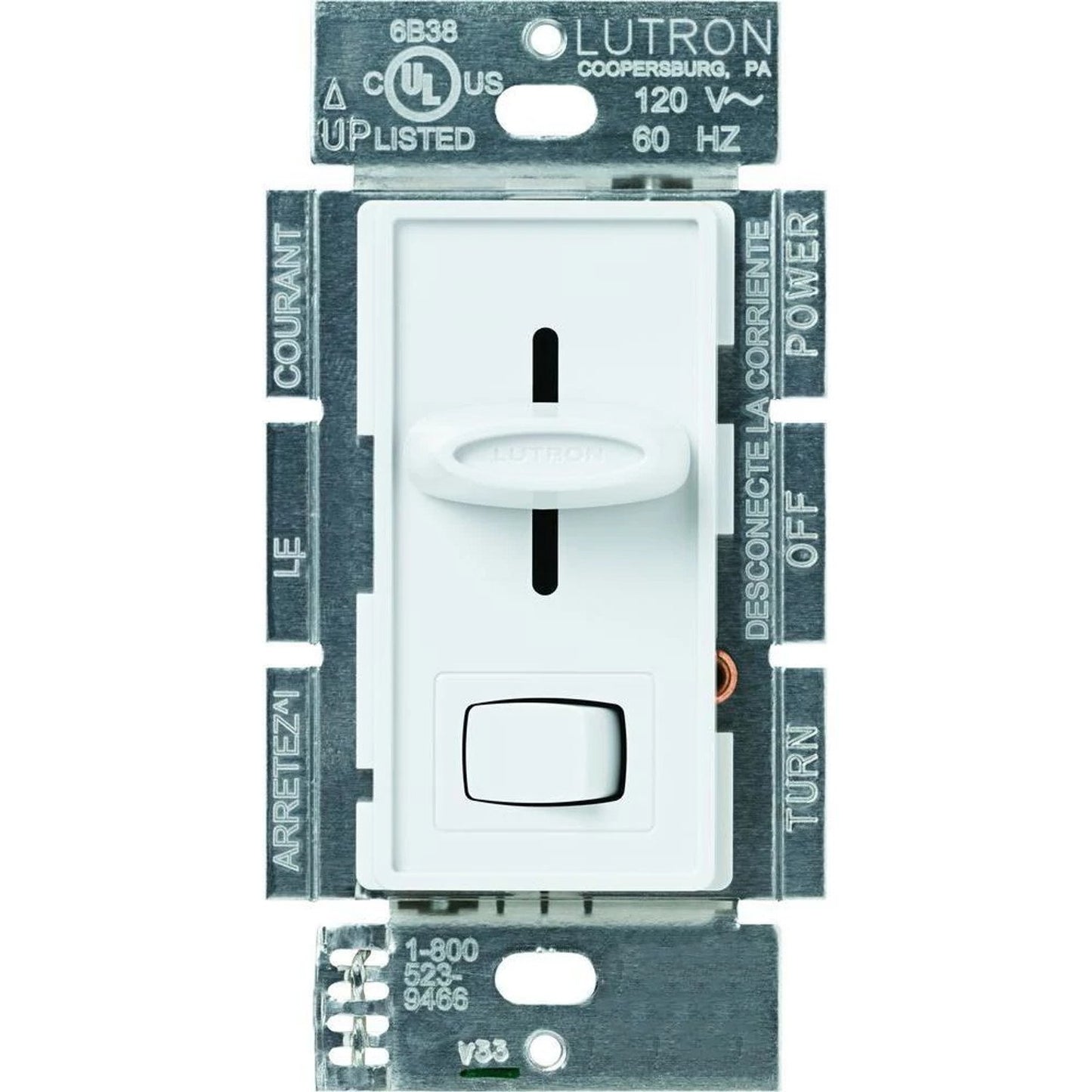 Lutron S-103PH-WH Skylark Preset Dimmer with On/Off Switch - 1000W - Incandescent/Halogen Only - Single Pole/3 Way - Finish: Matte White