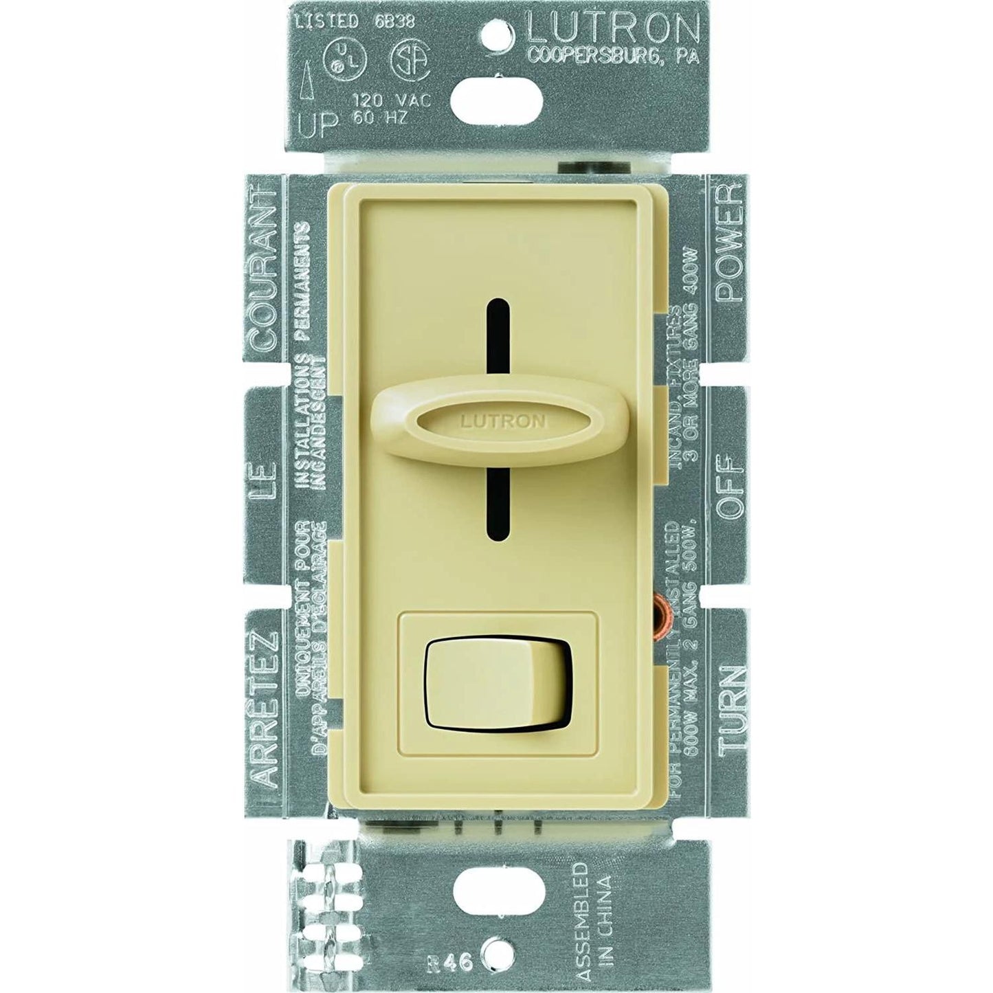 Lutron S-10PH-IV Skylark Preset Dimmer with On/Off Switch - 1000W - Incandescent/Halogen Only - Single Pole - Finish: Matte Ivory
