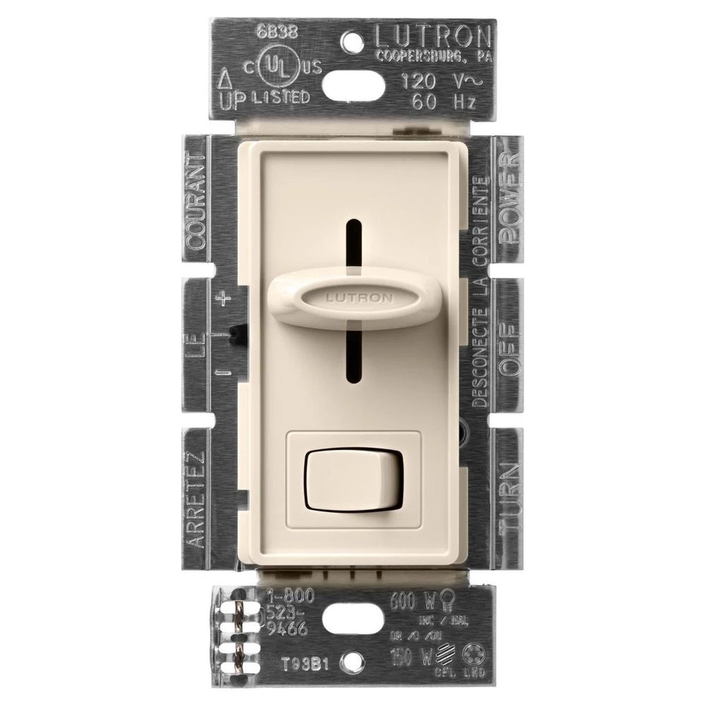 Lutron SCL-153PH-LA Skylark LED Dimmer Switch - 150W LED or 600W Inc/Hal - 120V - Single Pole/3 Way - Finish: Matte Light Almond
