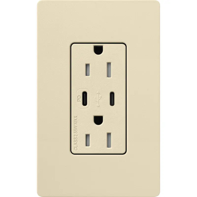 Lutron SCR-15-CCTR-SD Claro 15A Tamper-Resistant USB Type C Duplex Receptacle - Finish: Sand