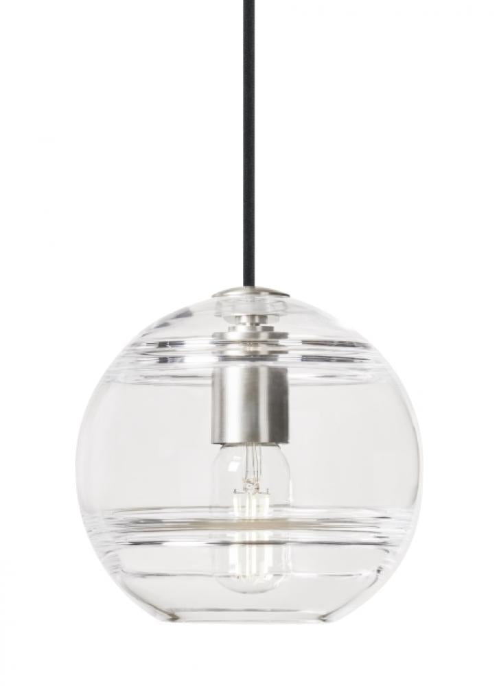 Visual Comfort Modern Collection 700TDSDNGPKS-LED927 Sean Lavin Sedona 1 Light 7.5" Transparent Smoke Glass Pendant Satin Nickel