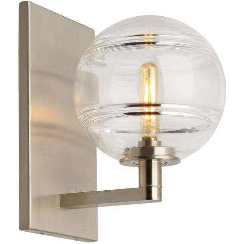 Visual Comfort Architectural 700WSSDNCS Modern Sean Lavin Sedona 1 Light 7.2 inch Wall Sconce Wall Light in Clear Glass - No Lamp Included - Finish Satin Nickel