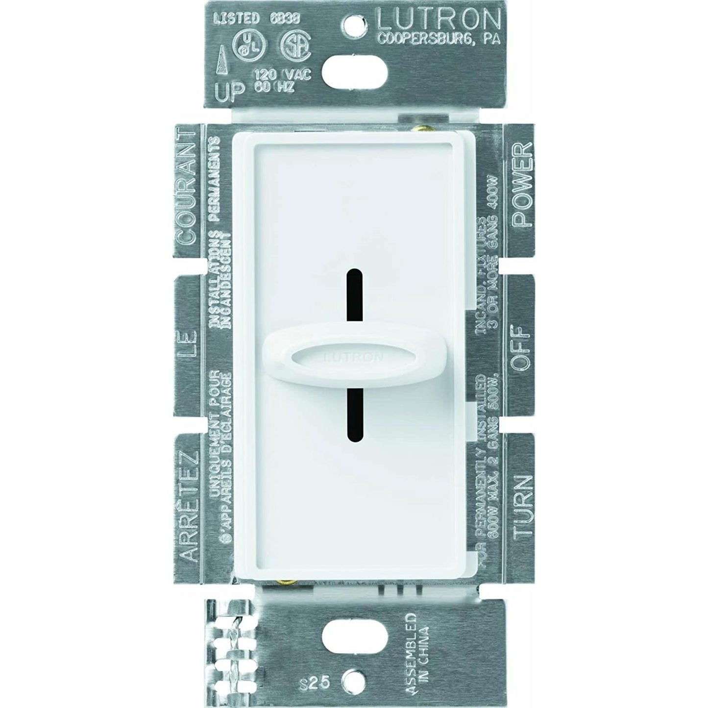 Lutron SFS-5EH-WH Skylark Slide-To-Off Variable Fan Speed Control - 5A - 120V - Single Pole - Finish: Matte White